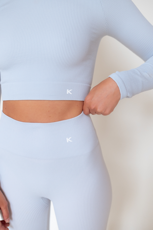 Recycled Plastic Seamless Long Sleeve Top by Kaly Ora - Baby Blue