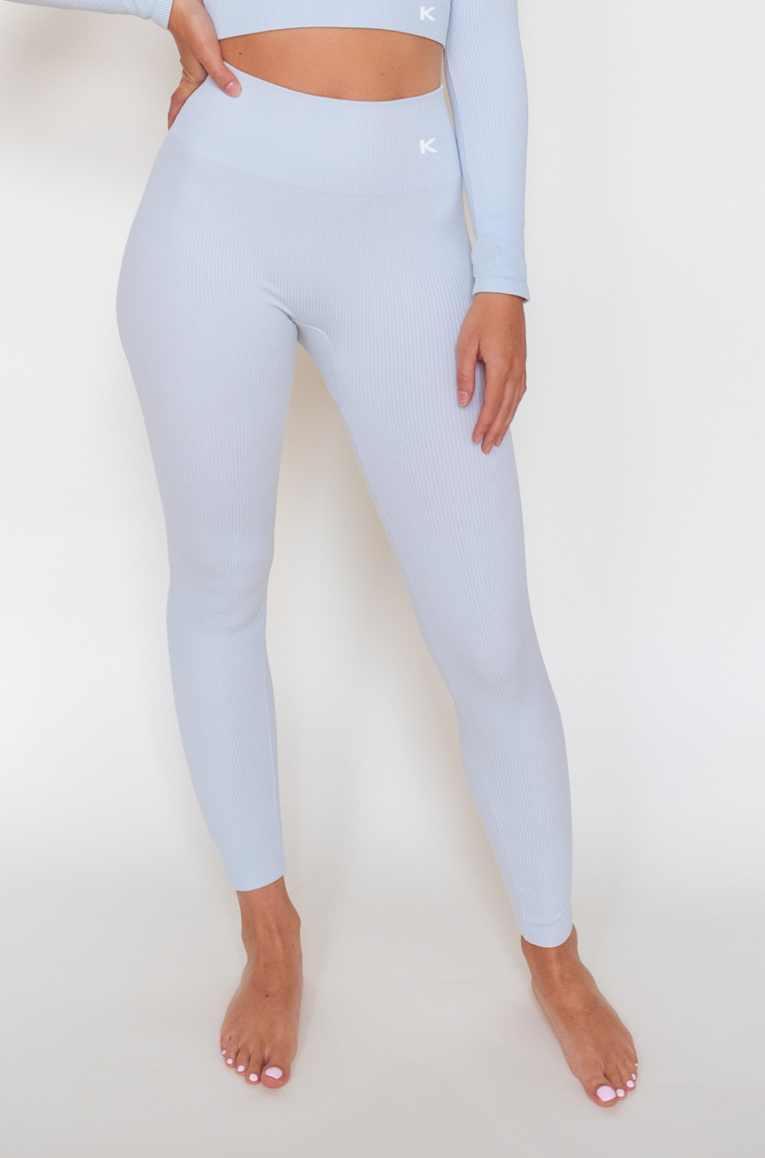 Recycled Plastic Seamless Leggings by Kaly Ora - Baby Blue