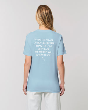 Organic Power Of Love Back Print T-Shirt - Sky Blue