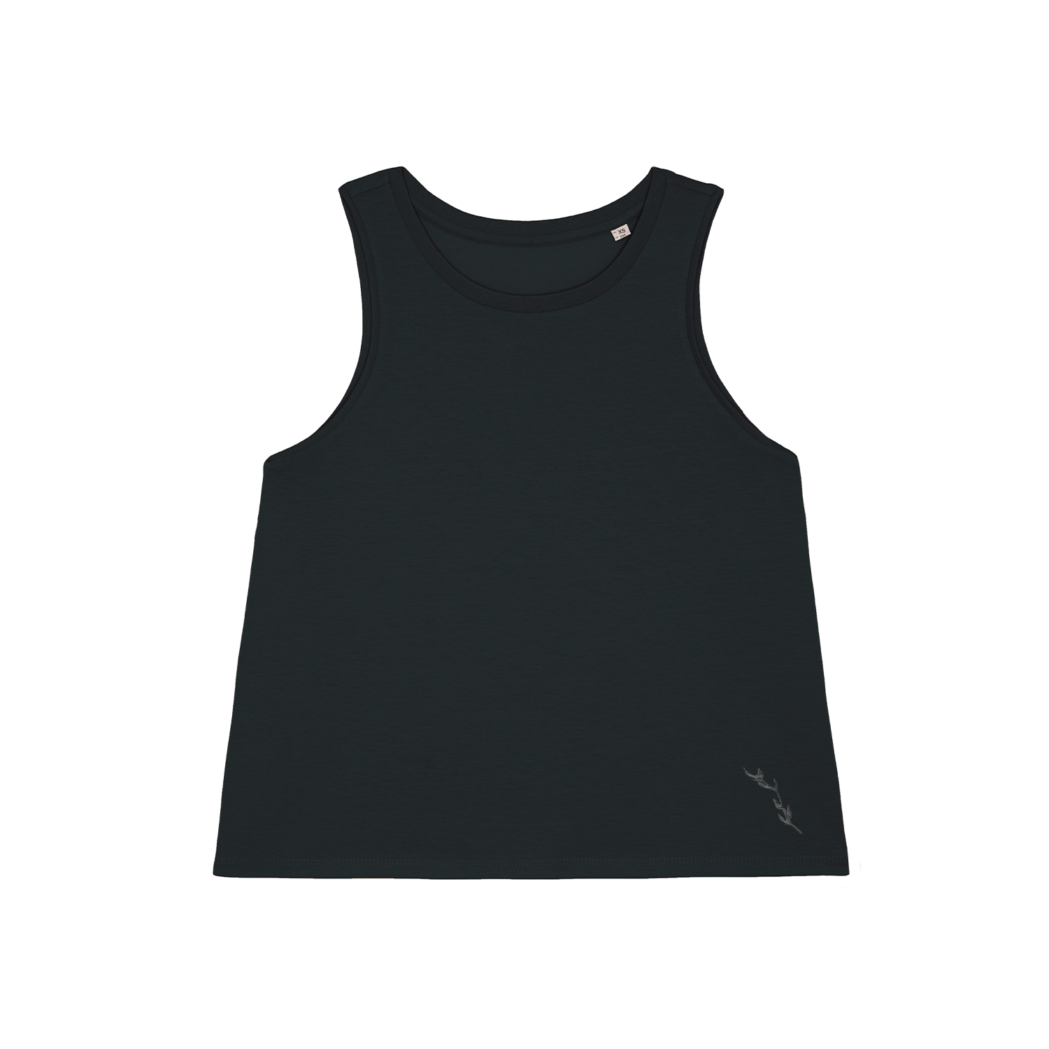 Organic Racer Front Vest Top - Black