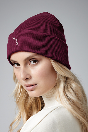 Recycled Cuffed Beanie Hat - Burgundy