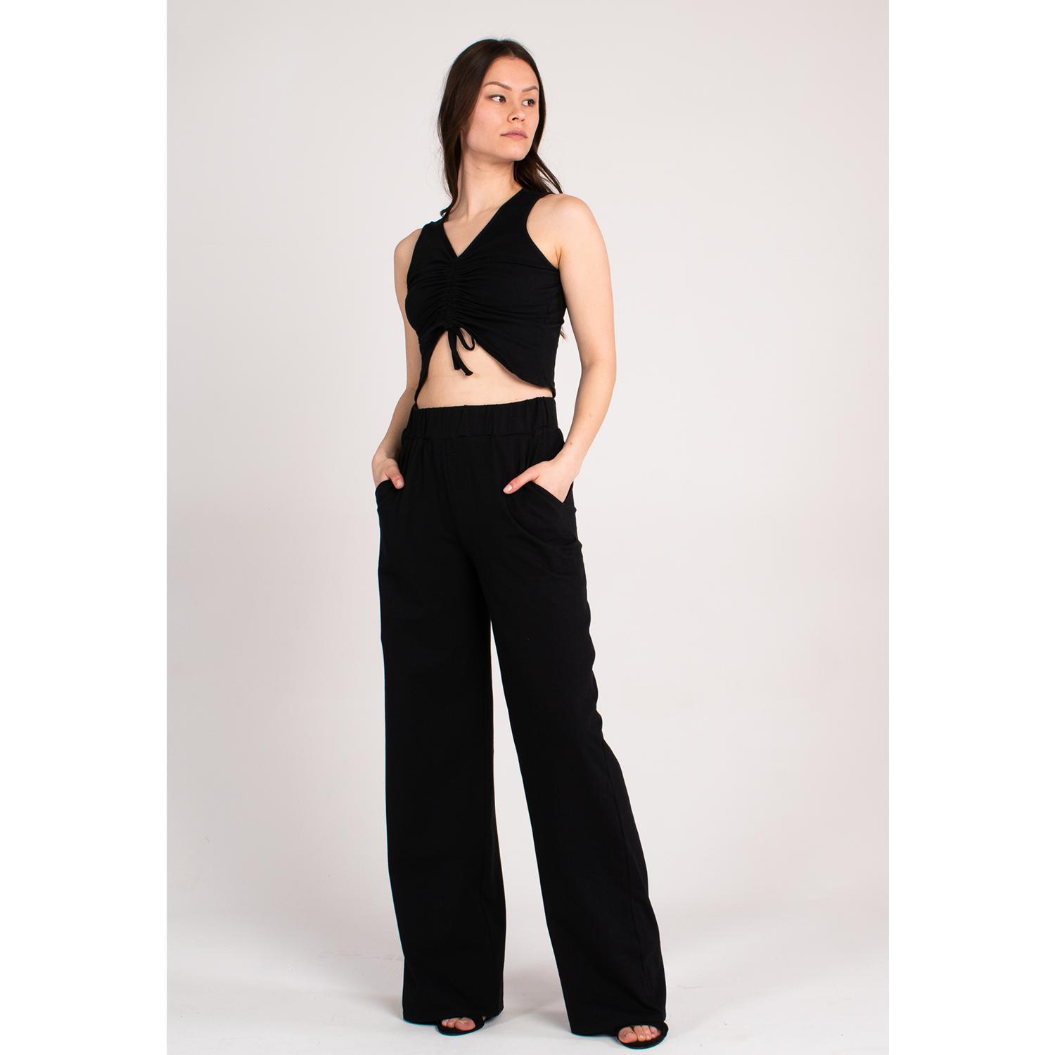 Organic Wide Leg Trousers - Black