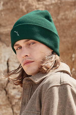 Recycled Cuffed Beanie Hat - Dark Green