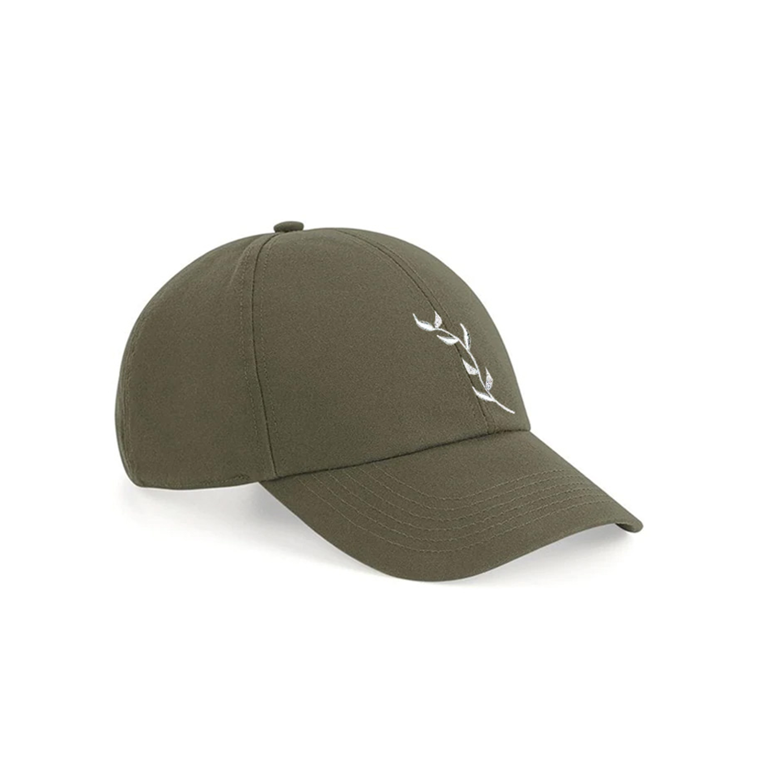 6-Panel Organic Baseball Cap - Khaki/ White