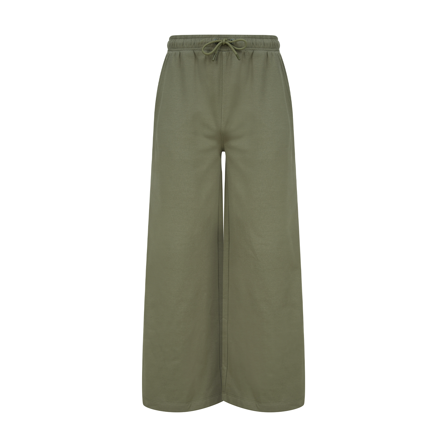 Recycled Wide Leg Drawstring Joggers - Khaki Green