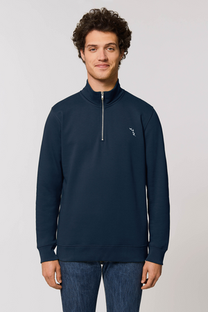 Organic Quarter Zip Sweatshirt - Navy