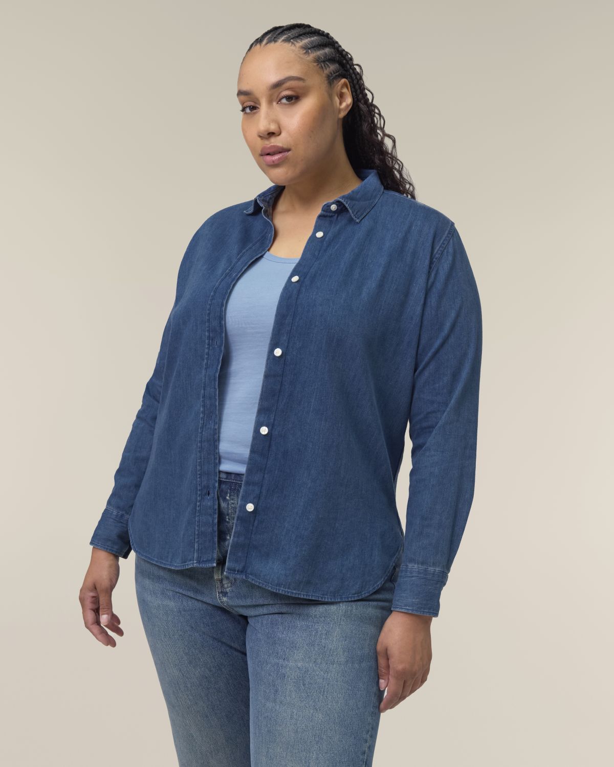 Organic Denim Shirt - Mid Wash