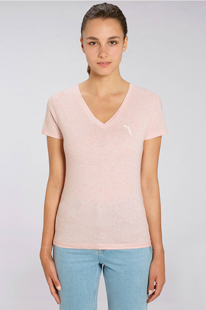 Organic V-Neck T-Shirt - Pink Heather