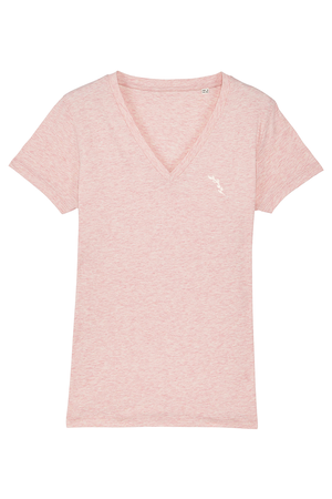 Organic V-Neck T-Shirt - Pink Heather