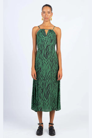 Zebra Stripe Dress by Carmen Says - Green