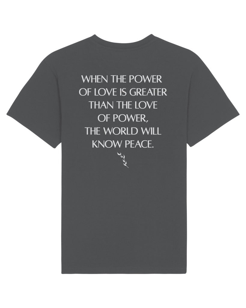 Organic Power Of Love Back Print T-Shirt - Anthracite Grey