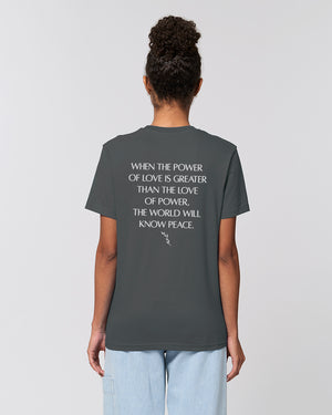 Organic Power Of Love Back Print T-Shirt - Anthracite Grey