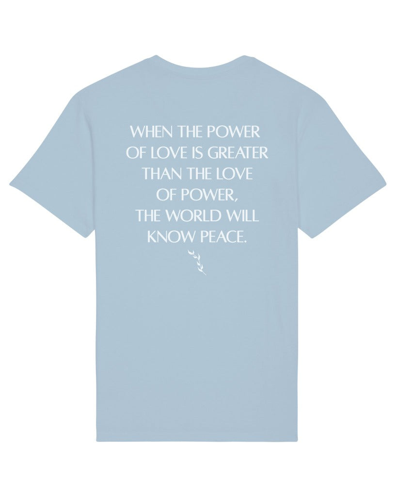 Organic Power Of Love Back Print T-Shirt - Sky Blue
