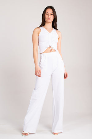 Organic Ruched Front Crop Top - White