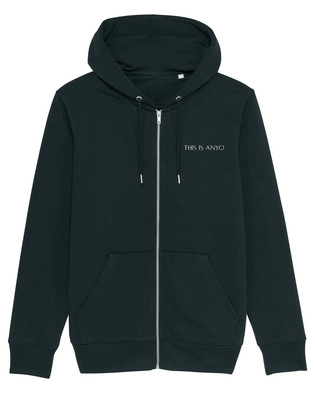 Organic Zip Front Hoodie - Black