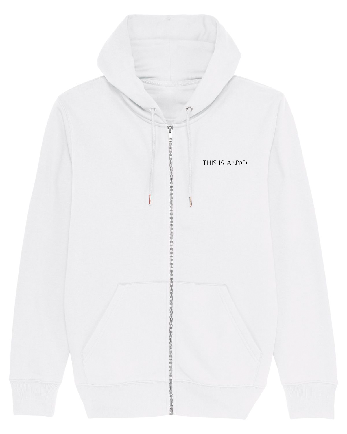 Organic Zip Front Hoodie - White